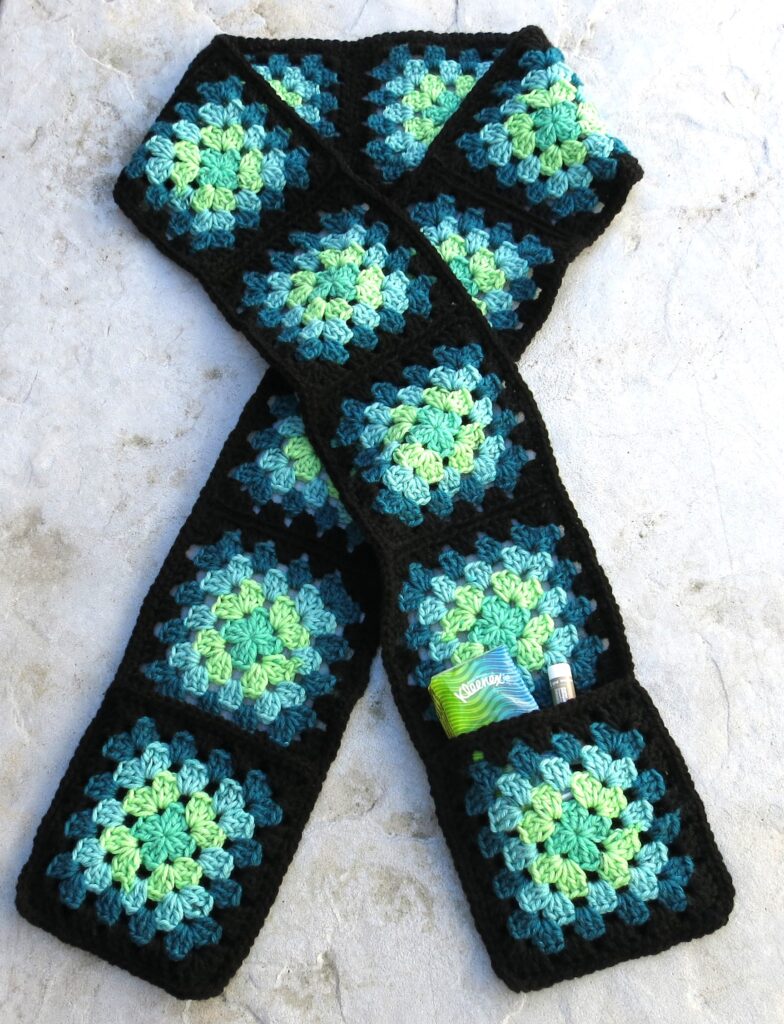granny square pocket scarf