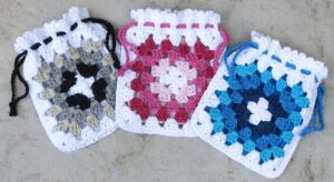 granny square drawstring pouch