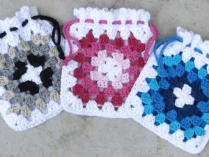 granny square drawstring pouch