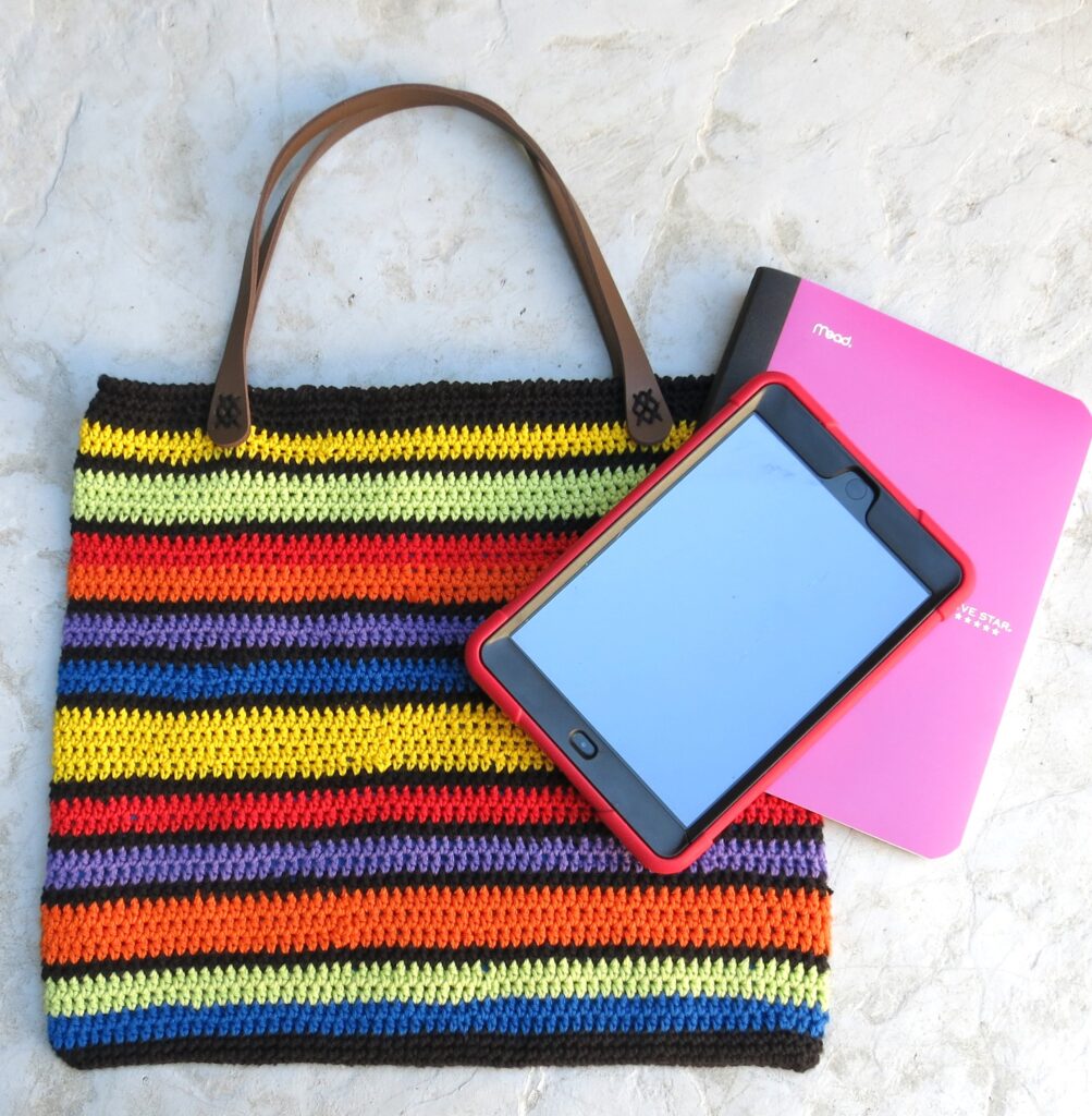 striped tote bag