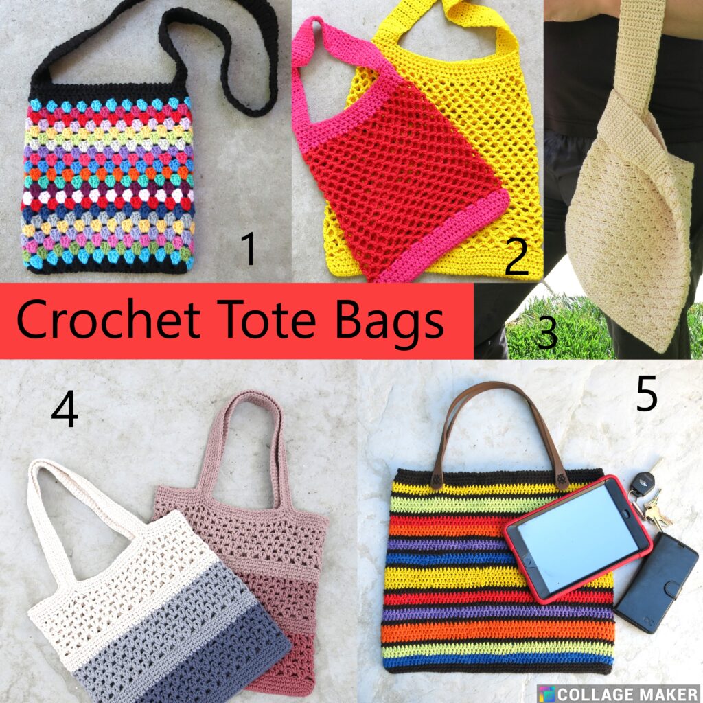 crochet tote collage